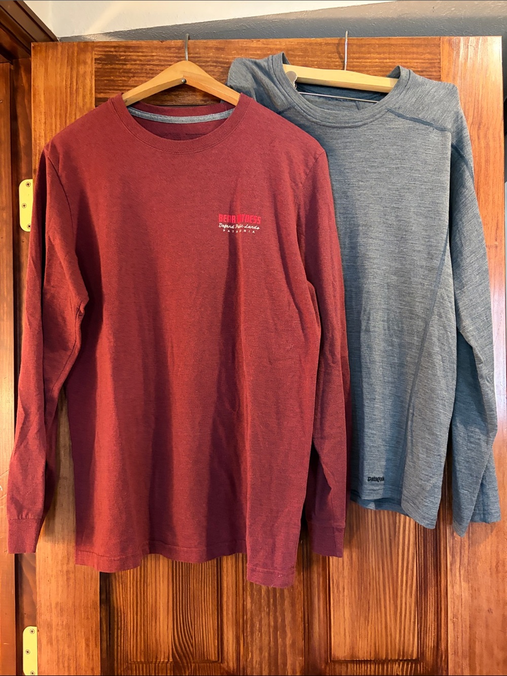 Two Patagonia long sleeve t-shirts size M